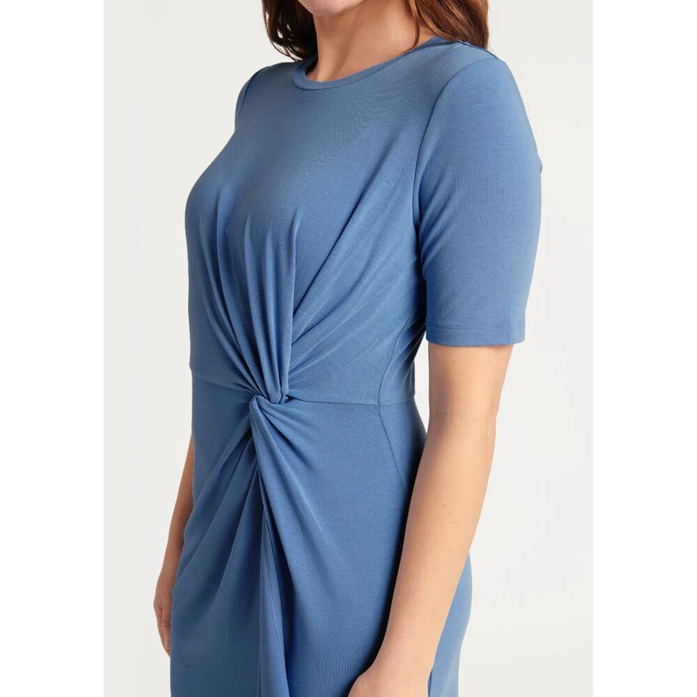 BetaBrand Knot Jersey Dress in Quiet Harbor (Blue) Size Medium - Picture 2 of 9